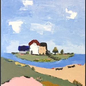 Abstract painting on stretched canvas